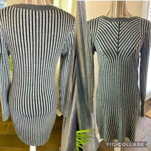 EXPRESS Pinstripe Sweater Dress
Size: Medium 
Color: grey with black stripes